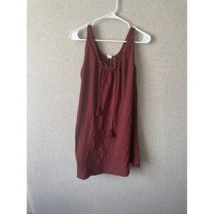 Roxy Womens Tank Dress Summer Casual Cover Up Burgundy Tassel‎ Small